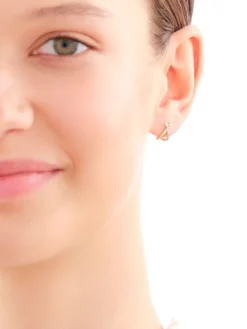 Kolczyki z żółtego złota z diamentami - 0,01 ct - próba 375