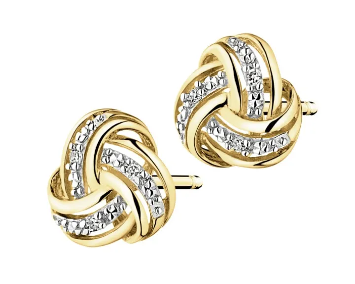 Kolczyki z żółtego złota z diamentami - 0,01 ct - próba 375