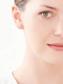 Kolczyki z żółtego złota z diamentami - 0,01 ct - próba 375