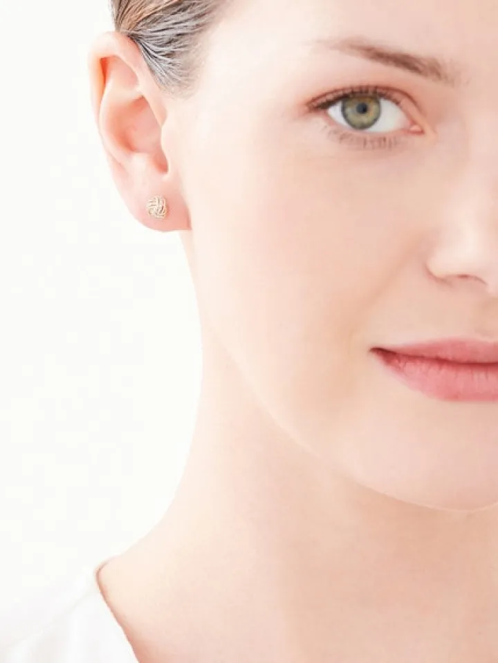 Kolczyki z żółtego złota z diamentami - 0,01 ct - próba 375