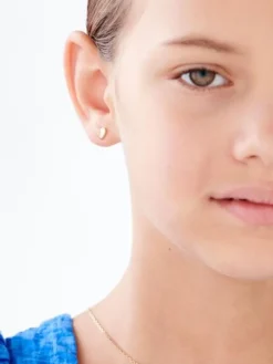 Kolczyki z żółtego złota z diamentami - serca - 0,005 ct - próba 585