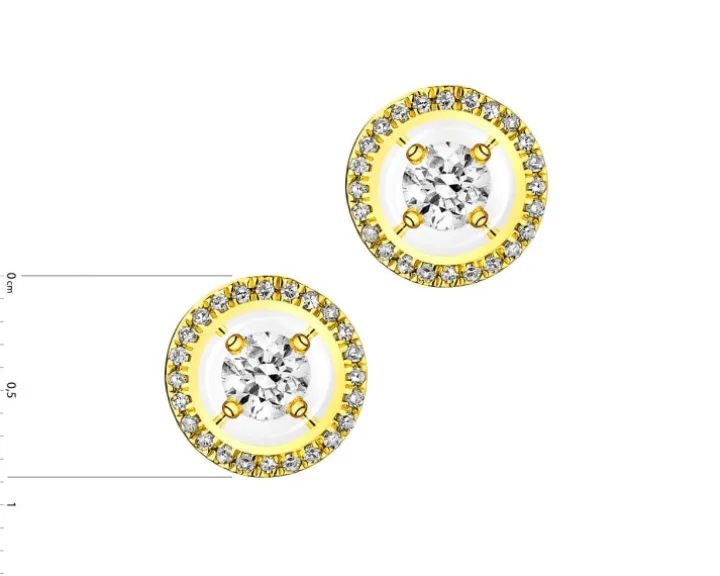Kolczyki z żółtego złota z diamentami - koła - 0,33 ct - próba 585