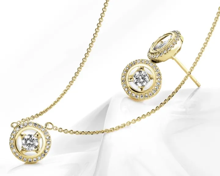 Kolczyki z żółtego złota z diamentami - koła - 0,33 ct - próba 585