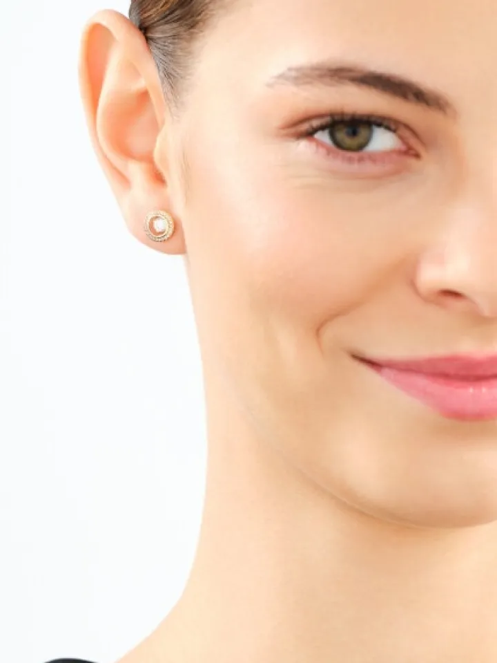 Kolczyki z żółtego złota z diamentami - koła - 0,33 ct - próba 585