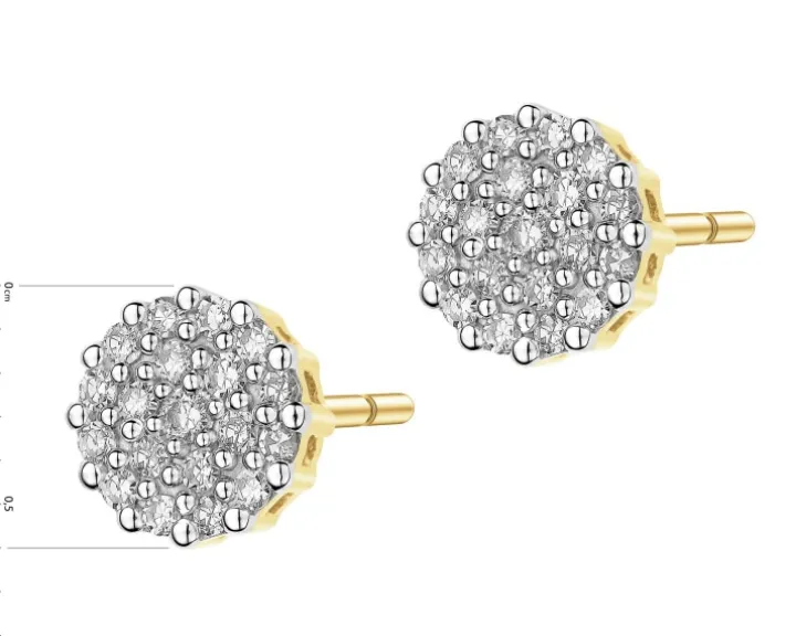 Kolczyki z żółtego złota z diamentami - 0,16 ct - próba 585