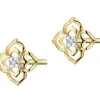 Kolczyki z żółtego złota z diamentami - kwiatki - 0,006 ct - próba 585