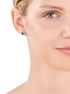 Kolczyki z żółtego złota z diamentami i szmaragdami - próba 585