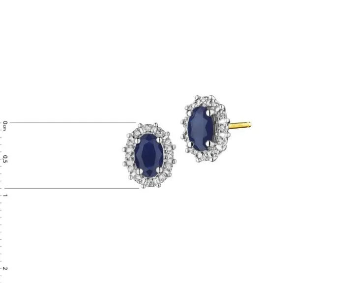 Kolczyki z żółtego złota z diamentami i szafirami - próba 585