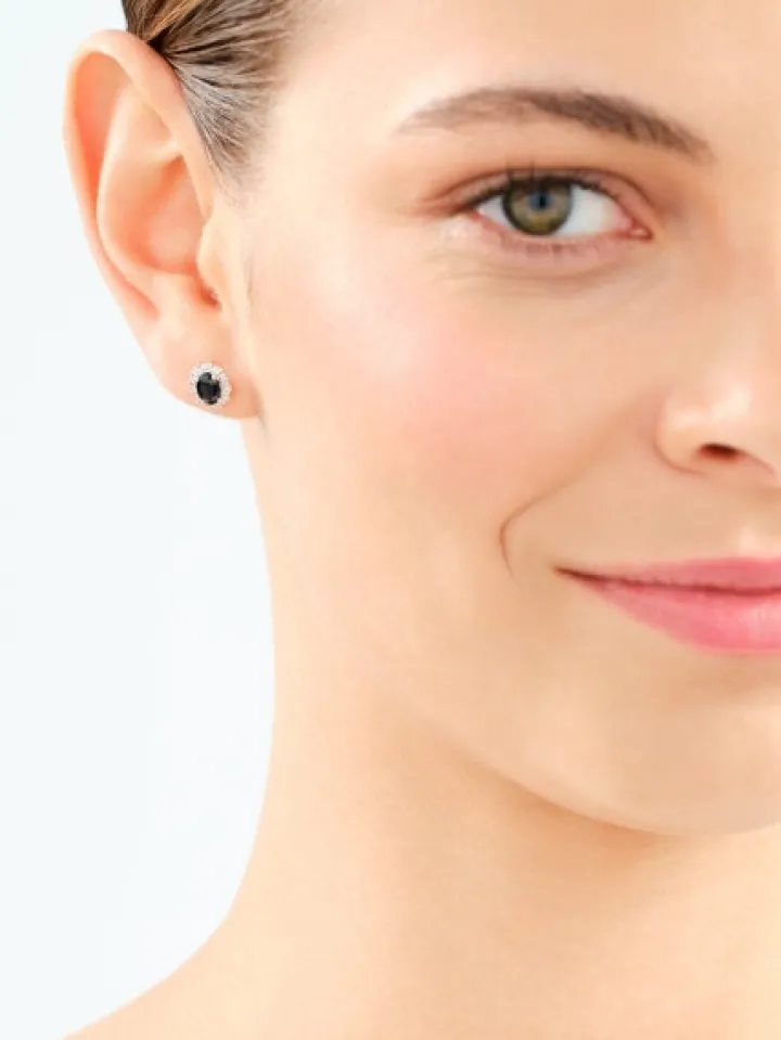 Kolczyki z żółtego złota z diamentami i szafirami - próba 585