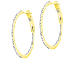 Kolczyki z żółtego złota z diamentami - koła - 0,20 ct - próba 585