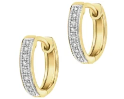 Kolczyki z żółtego złota z diamentami - koła - 0,05 ct - próba 585