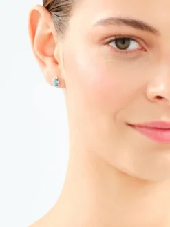 Kolczyki z żółtego złota z diamentami i topazami - próba 375