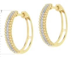 Kolczyki z żółtego złota z diamentami - koła - 0,10 ct - próba 375