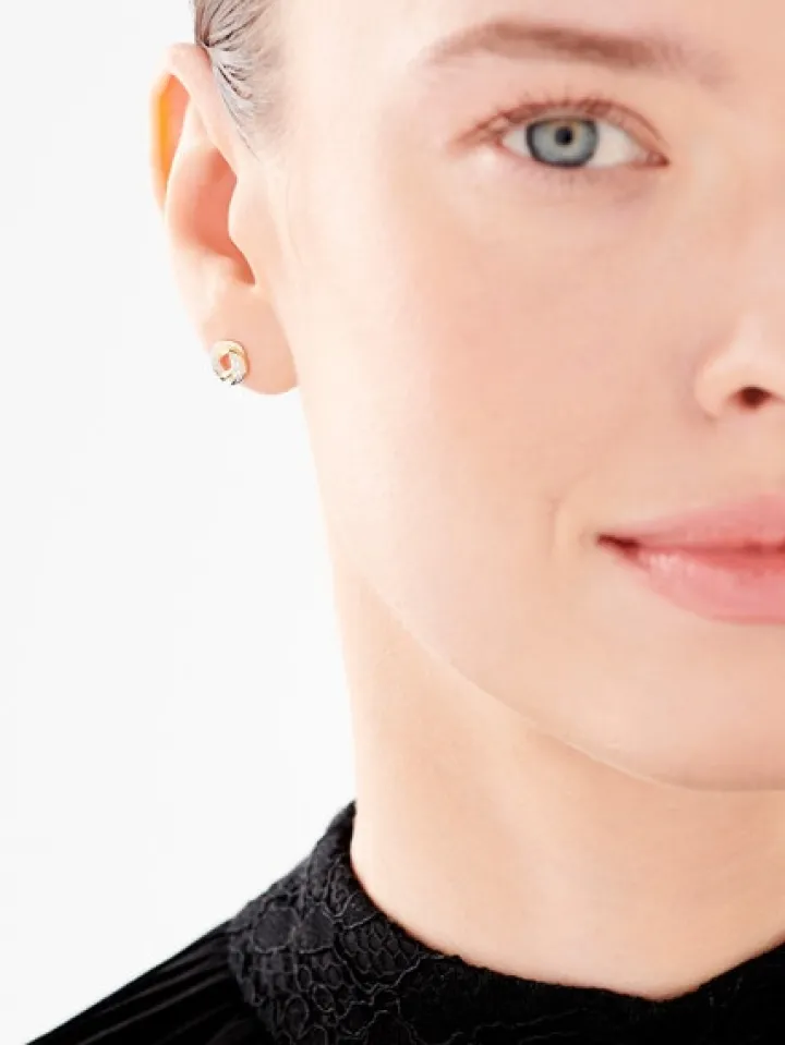 Kolczyki z żółtego złota z diamentami - 0,05 ct - próba 375