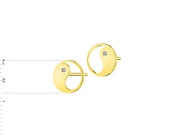Kolczyki z żółtego złota z diamentami -  yin yang - 0,008 ct - próba 375