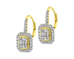 Kolczyki z żółtego złota z diamentami - 0,72 ct - próba 585