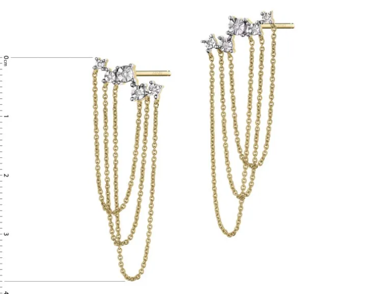 Kolczyki z żółtego złota z diamentami - 0,05 ct - próba 375