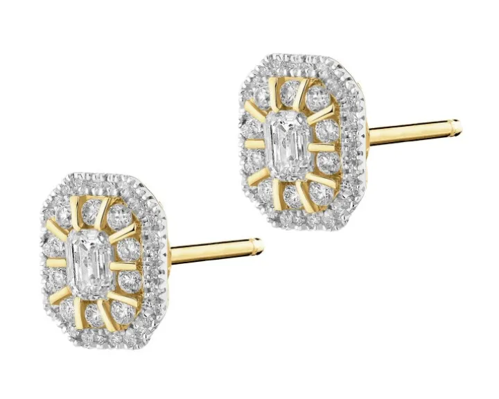 Kolczyki z żółtego złota z diamentami - 0,40 ct - próba 585