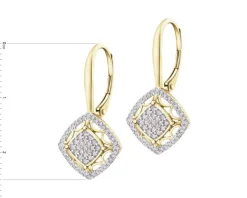 Kolczyki z żółtego złota z diamentami - 0,32 ct - próba 585