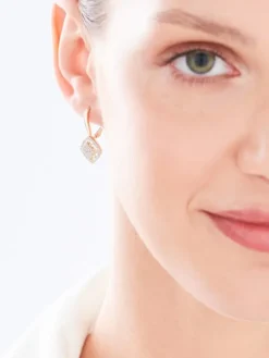 Kolczyki z żółtego złota z diamentami - 0,32 ct - próba 585