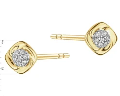 Kolczyki z żółtego złota z diamentami - 0,05 ct - próba 585