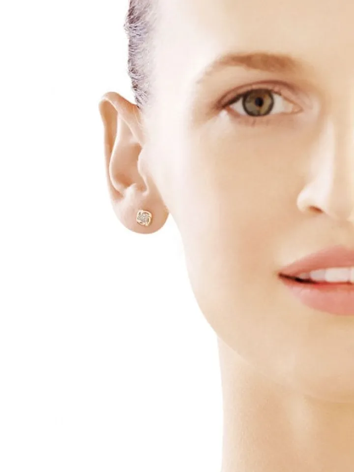 Kolczyki z żółtego złota z diamentami - 0,05 ct - próba 585