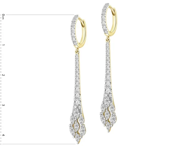 Kolczyki z żółtego złota z diamentami - 1,22 ct - próba 585