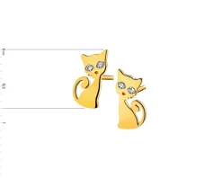 Kolczyki z żółtego złota z diamentami - koty - 0,01 ct - próba 585
