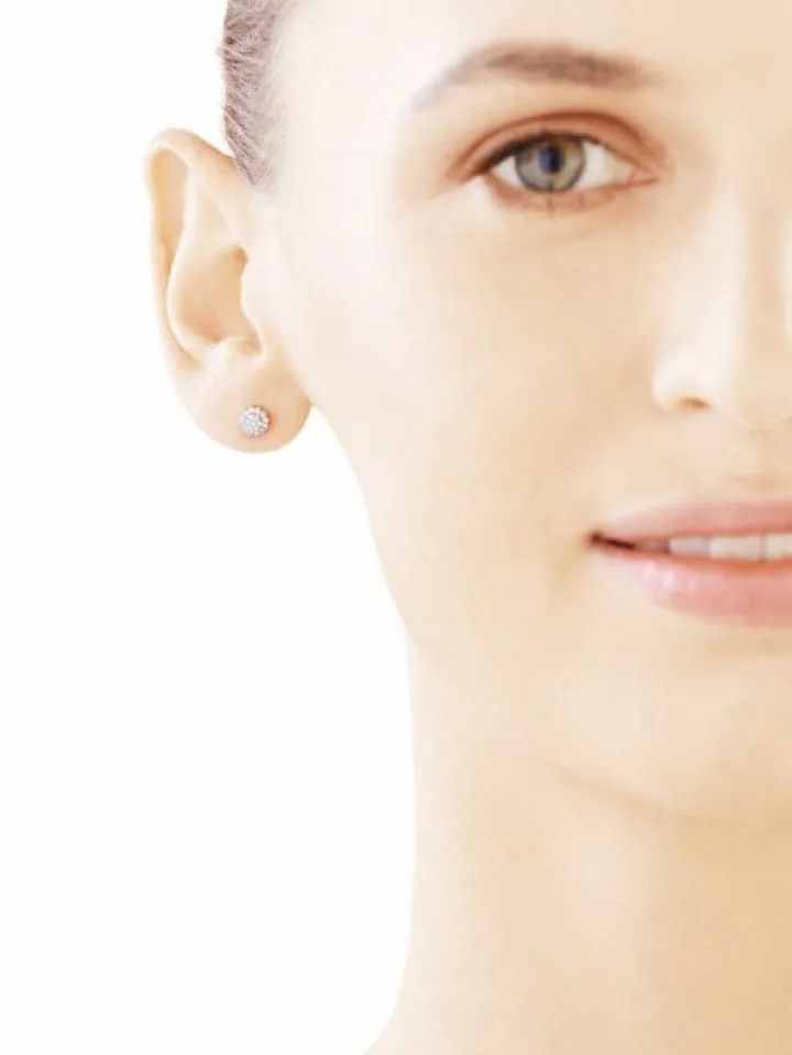 Kolczyki z żółtego złota z diamentami - 0,13 ct - próba 585