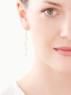 Kolczyki z żółtego złota z diamentami i perłami - próba 375