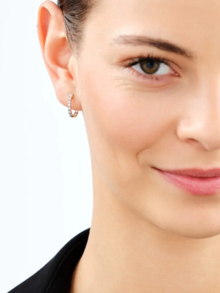 Kolczyki z żółtego złota z diamentami - koła - 0,05 ct - próba 585