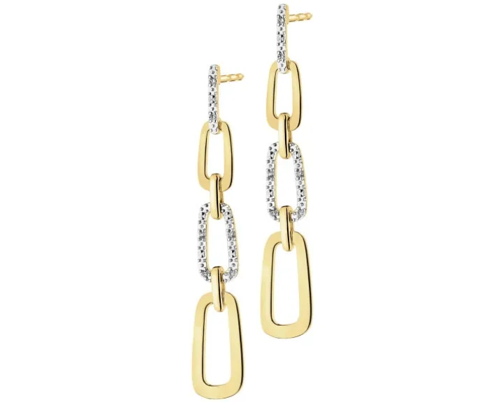 Kolczyki z żółtego złota z diamentami - 0,04 ct - próba 585