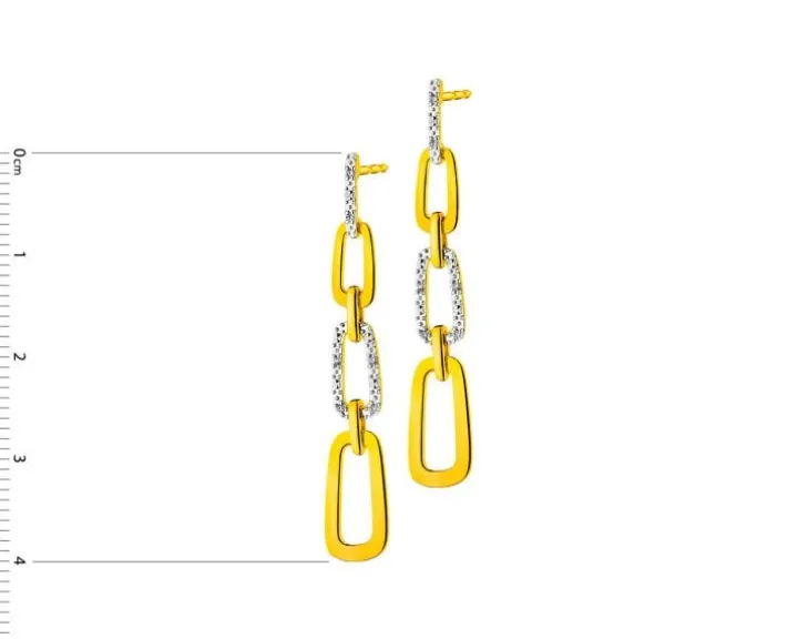 Kolczyki z żółtego złota z diamentami - 0,04 ct - próba 585