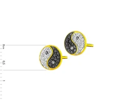 Kolczyki z żółtego złota z diamentami - yin yang - 0,16 ct - próba 585