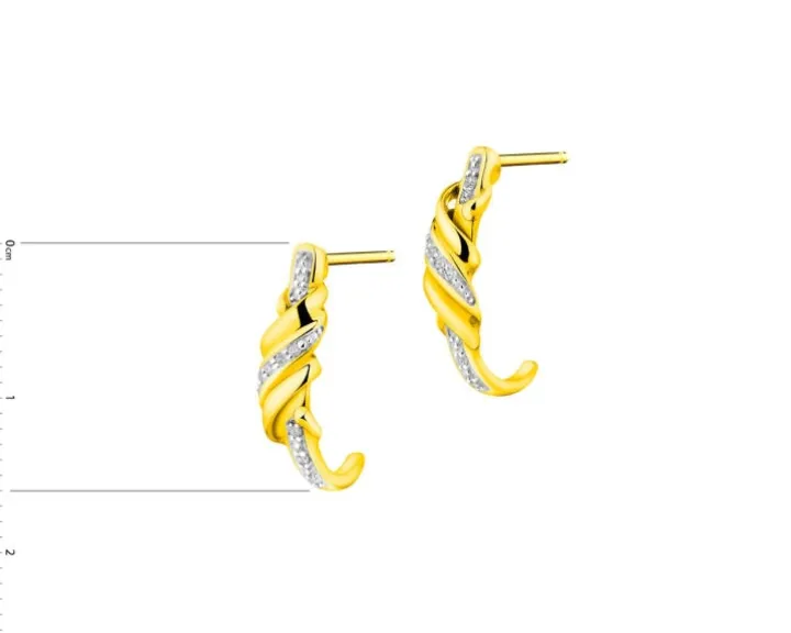 Kolczyki z żółtego złota z diamentami - 0,04 ct - próba 375