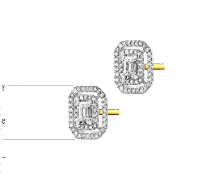 Kolczyki z żółtego złota z diamentami - 0,32 ct - próba 585