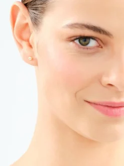 Kolczyki z żółtego złota z diamentami - kulki - 0,01 ct - próba 375