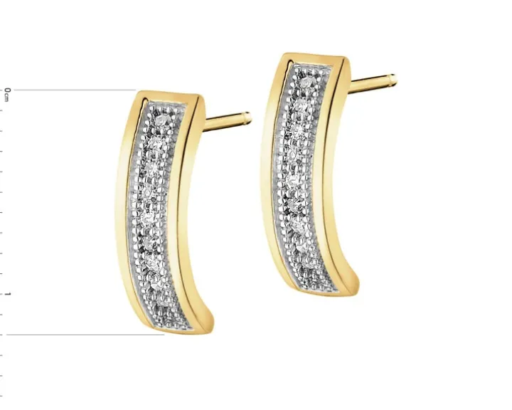 Kolczyki z żółtego złota z diamentami - 0,07 ct - próba 585