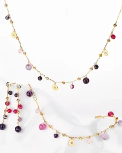 Kolczyki z żółtego złota z diamentami i agatami - próba 375