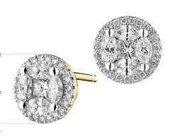 Kolczyki z żółtego złota z diamentami - 1,06 ct - próba 585