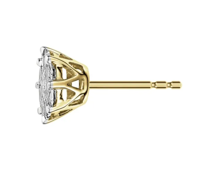 Kolczyki z żółtego złota z diamentami - 1,01 ct - próba 585