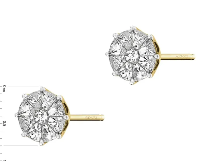 Kolczyki z żółtego złota z diamentami - 1,01 ct - próba 585