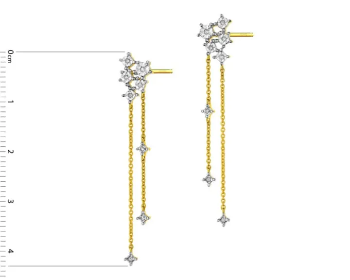 Kolczyki z żółtego złota z diamentami - 0,06 ct - próba 375