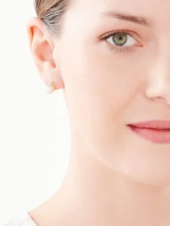 Kolczyki z żółtego złota z diamentami i perłami - próba 375