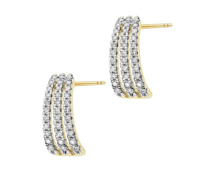 Kolczyki z żółtego złota z diamentami - 0,50 ct - próba 585