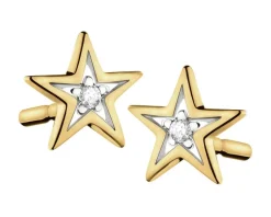Kolczyki z żółtego złota z diamentami - gwiazdy - 0,01 ct - próba 585