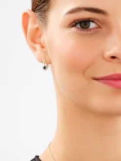 Kolczyki z żółtego złota z diamentami i szafirami - próba 585