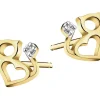 Kolczyki z żółtego złota z diamentami - koty, serca - 0,01 ct - próba 375