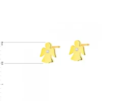 Kolczyki z żółtego złota z diamentami - aniołki - 0,004 ct - próba 375