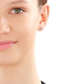 Kolczyki z żółtego złota z diamentami i topazami London Blue - próba 375